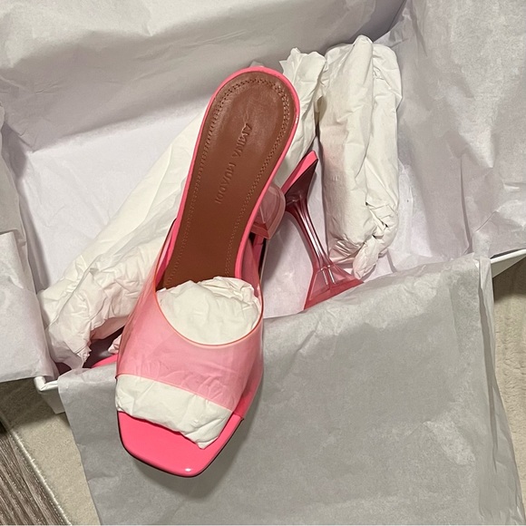 🆕 Amina Muaddi Lupita Glass Sandal in Bubblegum - Picture 6 of 7